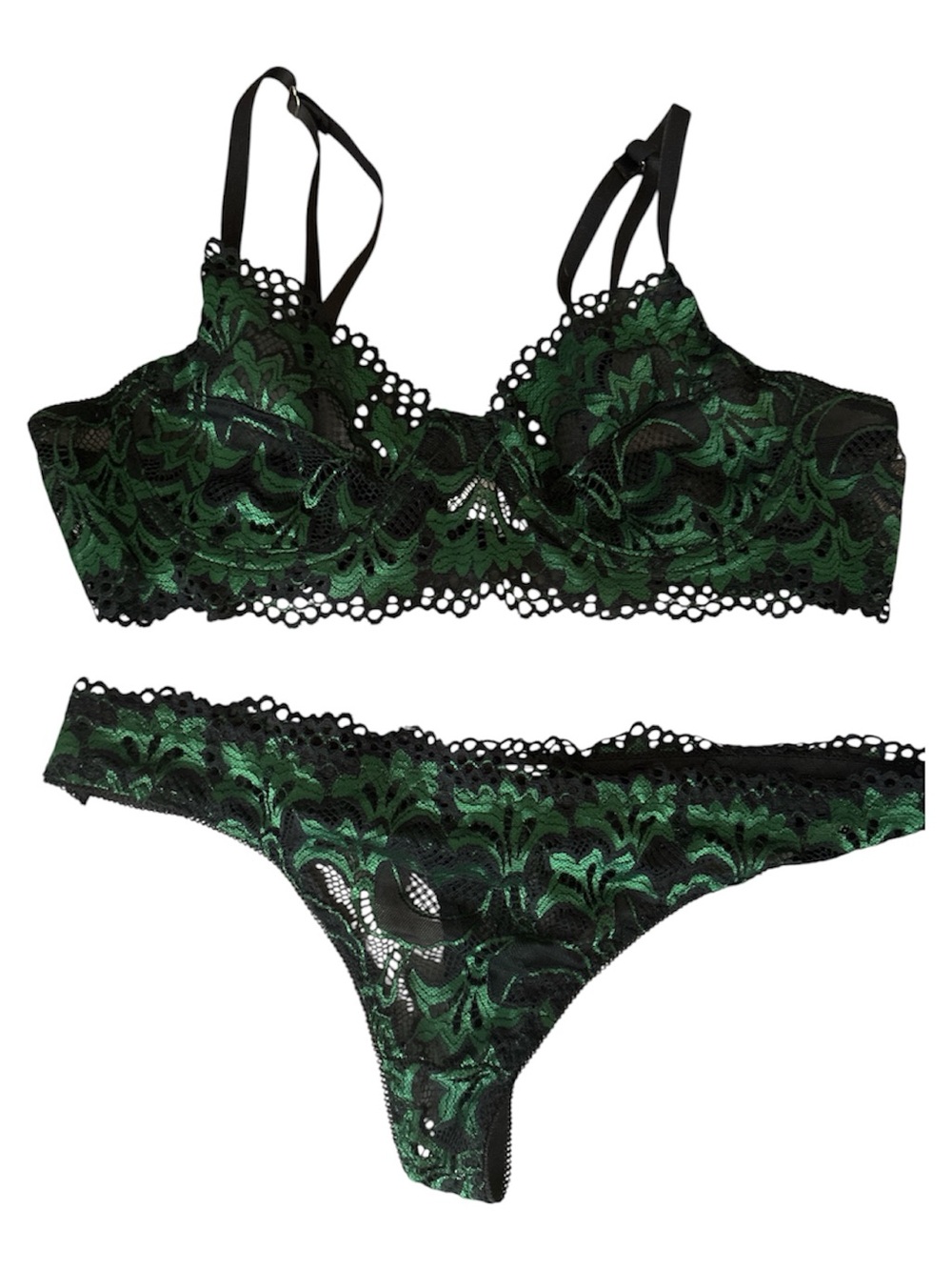 Green Lace Bralette & Thong Set - Women Intimates